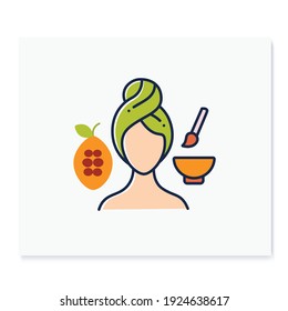Anti-aging mask color icon. Organic cocoa cosmetic production, spa procedures. Natural skincare concept. Facial beauty treatment. Isolated vector illustration