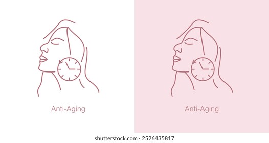 Anti-Aging Skincare Treatment Label Vector Icon