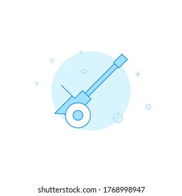 Anti-aircraft gun vector icon. Flat illustration. Filled line style. Blue monochrome design. Editable stroke. Adjust line weight.