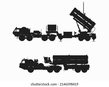 sistema de misiles antiaéreos. arma de cohetes y símbolo del ejército. imagen vectorial aislada para conceptos militares, infografía y diseño web