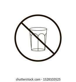 Anti-alcohol sign. Stop drinking vodka vector illustration. Sketch glass illustration.