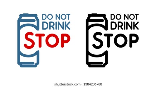Anti-alcoholism propaganda badge. Colored and black Vector Sign with beer bottle and slogan - Do Not Drink, Stop.