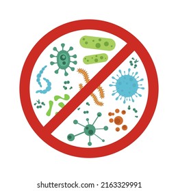 Antibacterial and antiviral sign. Vector label for disinfectant, antiseptic, sanitizer, soap. Isolated on white