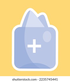 Antibacterial bag icon. Graphic element for website, poster or banner. Medicine bag and pharmaceuticals concept. Health care, cleanliness and hygiene, routine. Cartoon flat vector illustration