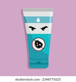 Anti-bacterial cream tube flat illustration