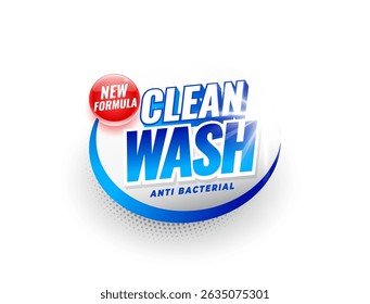  antibacterial detergent label for clean and shine wash vector