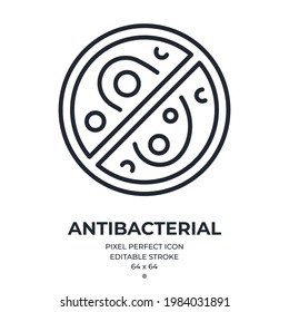 Antibacterial editable stroke outline icon isolated on white background flat vector illustration. Pixel perfect. 64 x 64.