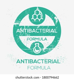(antibacterial formula) label sign, vector illustration.