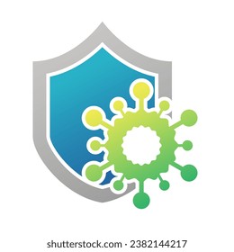 Antibacterial formula shield vector isolated sign for antiseptic cosmetics and medical pharmaceutical products