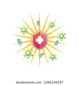 Antibacterial formula shield vector isolated sign for antiseptic cosmetics and medical pharmaceutical products