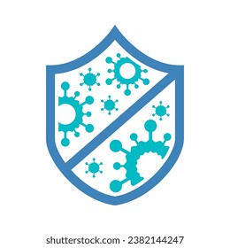 Antibacterial formula shield vector isolated sign for antiseptic cosmetics and medical pharmaceutical products