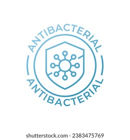 Antibacterial formula shield vector isolated sign for antiseptic cosmetics and medical pharmaceutical products