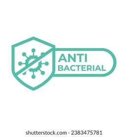 Antibacterial formula shield vector isolated sign for antiseptic cosmetics and medical pharmaceutical products