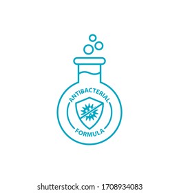 Antibacterial formula stamp. Pharmaceutical and medical product labels. Vector illustration