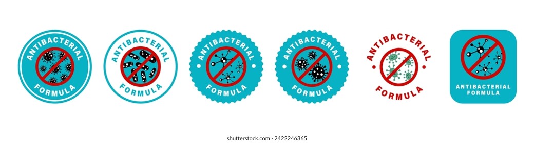 Antibacterial Formula. Vector labels for antiseptic or detergent.