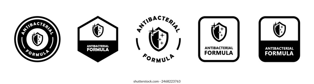 Antibacterial formula. Vector signs for product packaging label.
