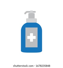 antibacterial gel bottle icon over white background, flat style, vector illustration