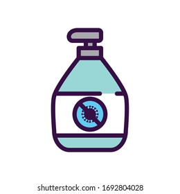 antibacterial gel bottle icon over white background, line color style, vector illustration