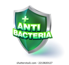 Antibacterial Glass Shield. Antibacterial, virus and germ protection symbols accompanying hygiene advertisements.