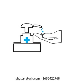 Antibacterial hand sanitizer, disinfection  icon in flat design isolated