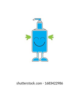 Antibacterial hand sanitizer, disinfection  icon in flat design isolated