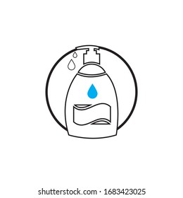 Antibacterial hand sanitizer, disinfection  icon in flat design isolated