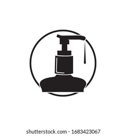 Antibacterial hand sanitizer, disinfection  icon in flat design isolated