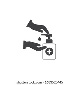 Antibacterial hand sanitizer, disinfection  icon in flat design isolated