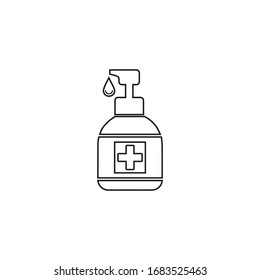 Antibacterial hand sanitizer, disinfection  icon in flat design isolated