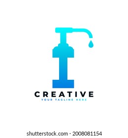 Antibacterial Hand Sanitizer Logo. Initial Letter I with Hand Sanitizer Logo.