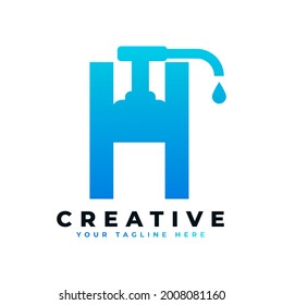 Antibacterial Hand Sanitizer Logo. Initial Letter H with Hand Sanitizer Logo.
