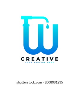 Antibacterial Hand Sanitizer Logo. Initial Letter W with Hand Sanitizer Logo.