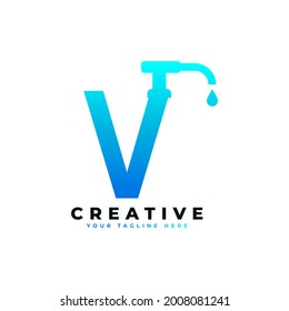 Antibacterial Hand Sanitizer Logo. Initial Letter V with Hand Sanitizer Logo.