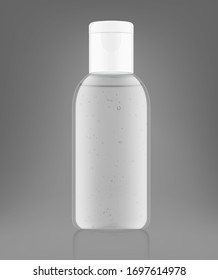 Antibacterial hand sanitizer. Realistic vector illustration on grey background. Ready for use in your design. EPS10.