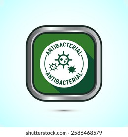 Antibacterial icon design illustration, symbol for product packaging, Green shadow button design 