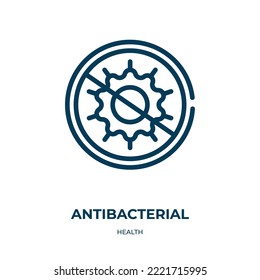 Icono antibacteriano. Ilustración vectorial lineal de la colección de salud. Esbozar vector de iconos antibacterianos. Símbolo de línea delgada para uso en aplicaciones web y móviles, logotipo, medios impresos.
