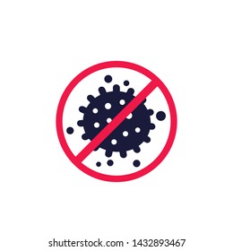 antibacterial icon, no bacteria vector sign