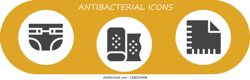 antibacterial icon set. 3 filled antibacterial icons.  Simple modern icons about  - Diapers, Fabric, Napkin