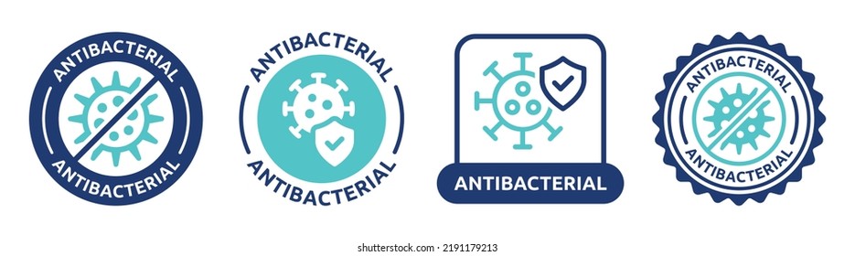 Antibakterielle Ikone, Vektorset. Hygieneetikettsymbol-Illustration.