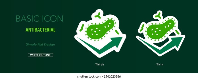 Antibacterial icon with white outline. Simple flat design.