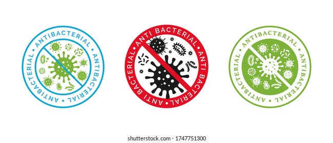 Antibacterial Icons. Hand Sanitizer Labels Vector Illustration On White Background