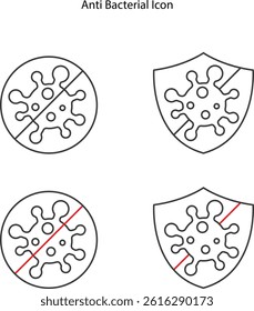 Antibacterial label or antibacterial icon vector isolated in outline style. Simple Antibacterial icon vector for product packaging design element. 