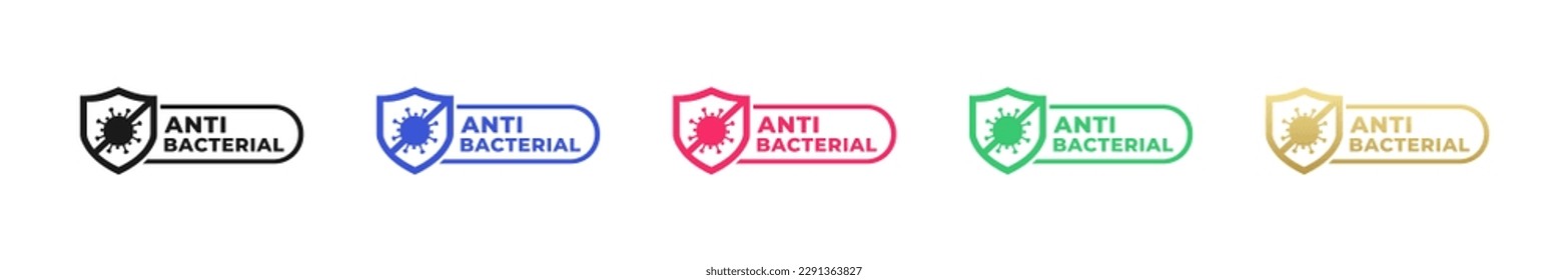 Etiqueta antibacteriana o vectores de marca antibacteriana aislados en forma plana. Vector de etiqueta antibacteriana para el elemento de diseño del envase. Mejor marca antibacteriana para el elemento de diseño de envases de productos.