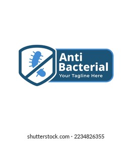 Logo o etiqueta antibacteriana - signo de vector aislado para cosméticos antisépticos y productos farmacéuticos 