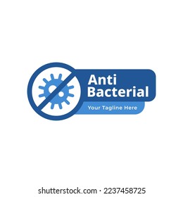 Antibacterial logo or label - vector isolated sign for antiseptic cosmetics and medical pharmaceutical products 