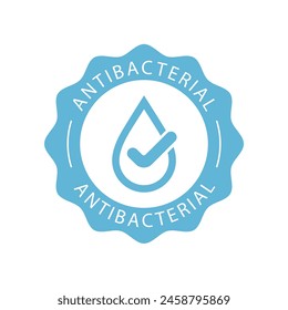 Antibacterial logo stamp. Graphic sign isolated on white background. Vector illustration