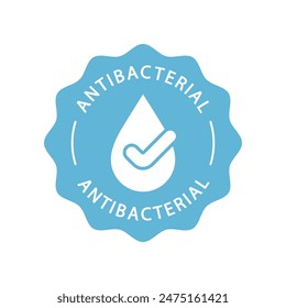 Antibacterial logo stamp. Graphic sign isolated on white background. Vector illustration