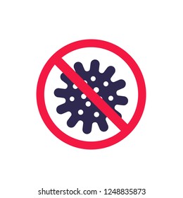 Antibacterial, No Bacteria Sign, Vector Icon