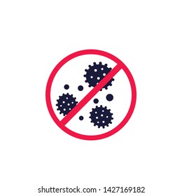 antibacterial, no bacteria vector icon on white