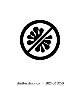 Antibakteriell, Kein Virus, Bakterien stoppen. Flaches Vektorsymbol. Einfaches schwarzes Symbol auf weißem Hintergrund. Antibakterielle No Virus Stopp Bacteria Signature Design-Vorlage für Web- und Mobile-UI-Element